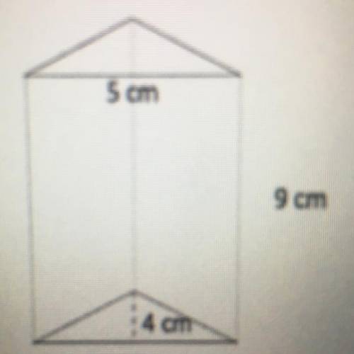 A box of candy is shaped like a triangular prism shown below. How many cubic centimeters of

candy