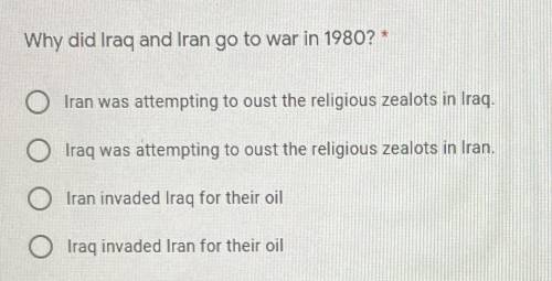 Why did Iraq and Iran do to war in 1980?

A- Iran was attempting to oust the religious zealots in