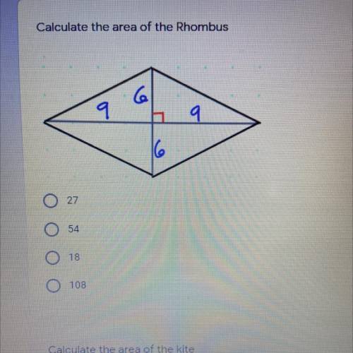 Calculate the area of the Rhombus