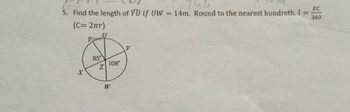 5. Find the length of YV if UW = 14m. Round to the nearest hundreth​