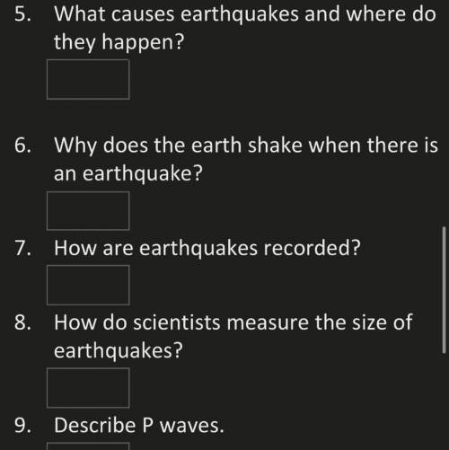5-9 easy questions on earthquakes ! Please help marking