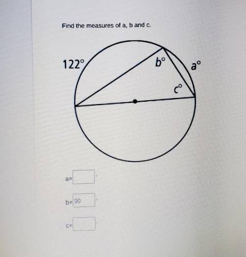 Can anyone help me with this? I know that angle B is 90°

(The 122° is that part of the circle)​