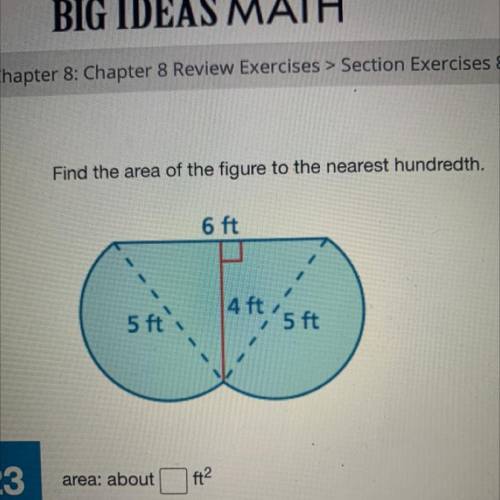 Find the area of the figure to the nearest hundredth.
Step by step please!