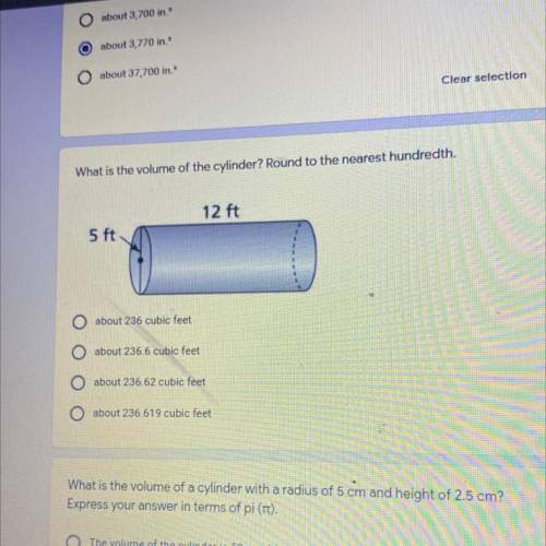 What is the volume of the cylinder? round to the nearest hundredth