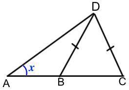 A, B & C lie on a straight line.

BD = CD.
∠
BDC = 70° and 
∠
ADB = 10°.
Work out 
x
, explain