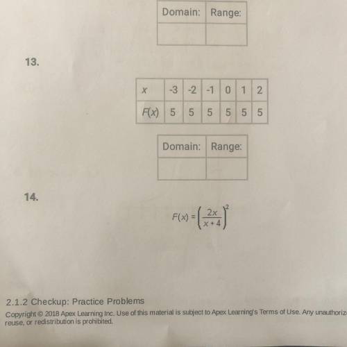 13. Whats the domain and range? 
14. What’s the domain and range?