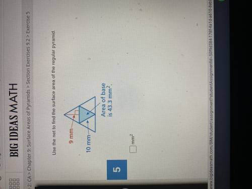 Use the net to find the surface area of the regular pyramid. I’ll mark brainliest if correct