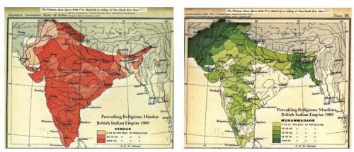 What do the maps tell you about the religious make-up of India in 1909 ?