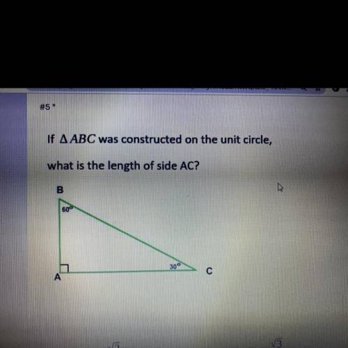 If triangle ABC was constructed on the unit circle, what is the length of side AC?