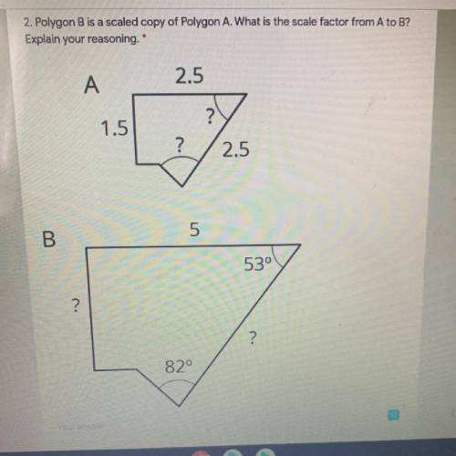Polygon B is a scaled copy of Polygon A. What is the scale factor from A to B?