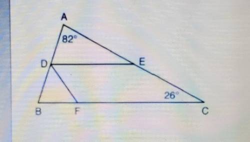In the diagram, DE ll BC and DF bisects angle BDEHELP PLEASE​