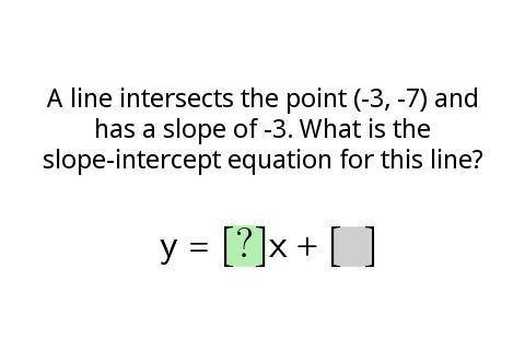 A line intersects the point (-3,-7) and has a slope of -3. what is the slope intercept equation for
