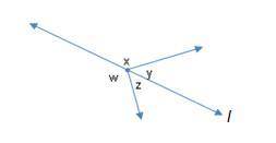 Line l is a straight line.

Line l is a straight line. 2 line intersect line l to form 4 angles. F