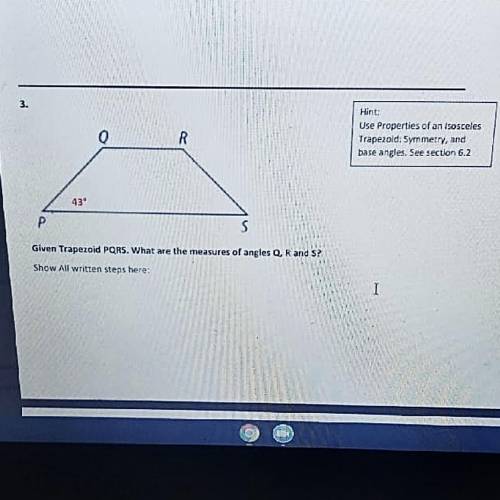 Given trapezoid PQRS. Please I need help ASAP
