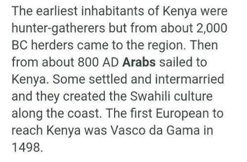 Identify two earliest inhabitants of Kenya​