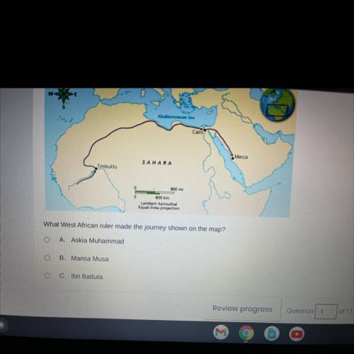 What west African ruler made the journey shown on the map?