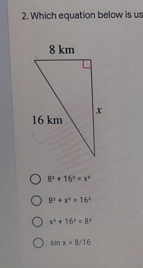 Which equation below is using the correct set up to solve for x?​
