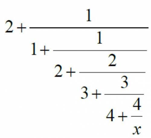 Complete the continued fraction by finding the missing denominator, then evaluate.