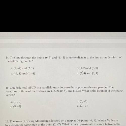 Need help on 14 and 15 please help if you can!!