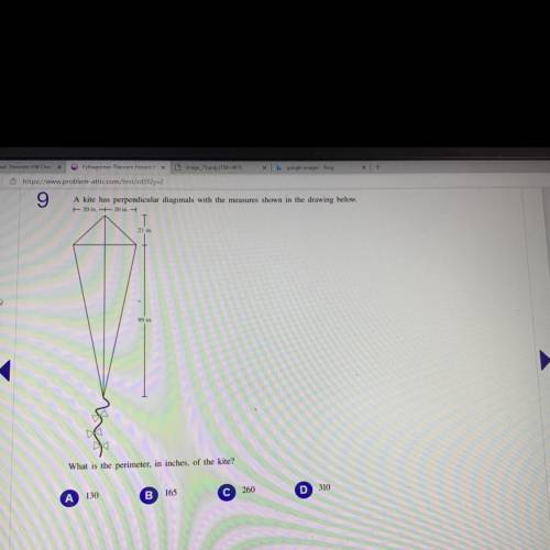 Pythagorean Theorem a kite has a perpendicular diagnols