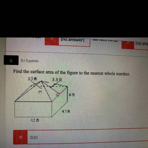 Find the surface area of the figure to the nearest whole number.