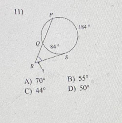 Fine the measure of the arc or angle indicated