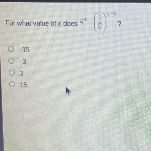 For what value of c does 4^x=(1/8)^x+5?