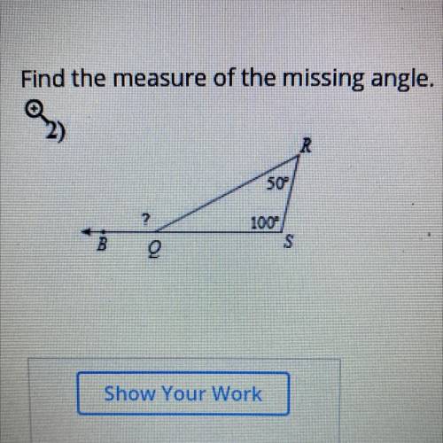 Find the measure of the missing angle 
Help plss