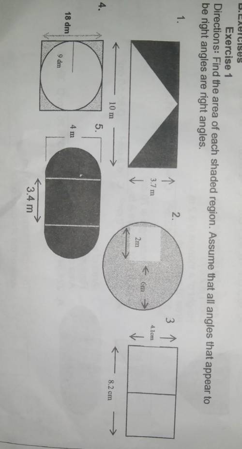Directions: Find the area of each shaded region. Assume that all angles that appear to

pe right a