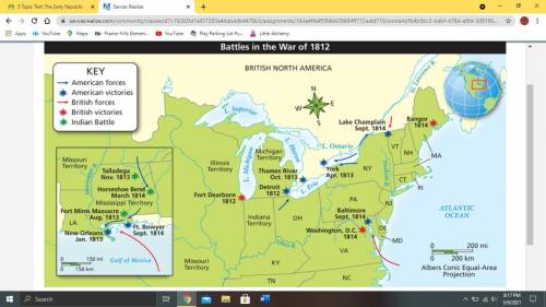 Based on the information shown on the map, what can be inferred about the battles of the War of 181