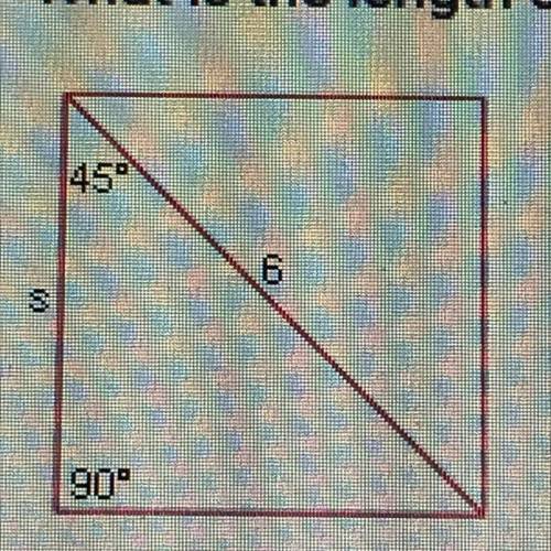What is the length of side s of the square shown below?

6
S
90
A. 6
O
B. 2
C. 35
O D. 62
O E. V6