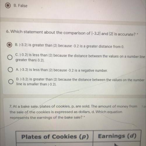NEED HELP ON NUMBER 6, PLZ I NEED HELP ASAP 6. Which statement about the comparison of 1-3.21 and 2