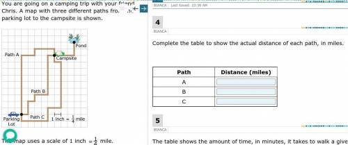Complete the table to show the actual distance of each path, in miles.