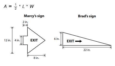 What is the area of Brad's sign? 
Don't worry about Marcy's sign.
Geometry