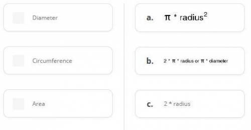 Match the term with the formula needed to find it.
Geometry