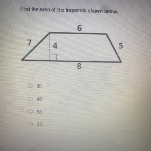 Find the area of the trapezoid shown below