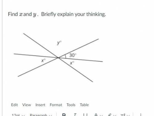 Find x and y while explaining thinking