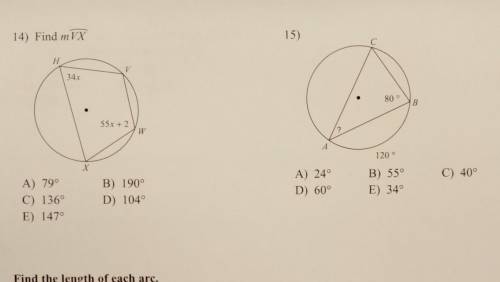 NO LINKS. Find the measure of the angle or arc indicated. Part 2​