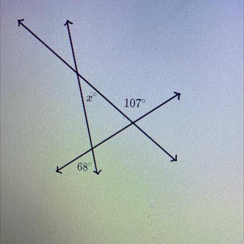 In the diagram shown on the left , three lines intersect to form a triangle . What is the value of