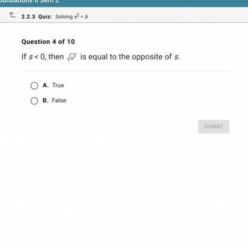 Is S>0, then (s^2) is equally it the opposite of S