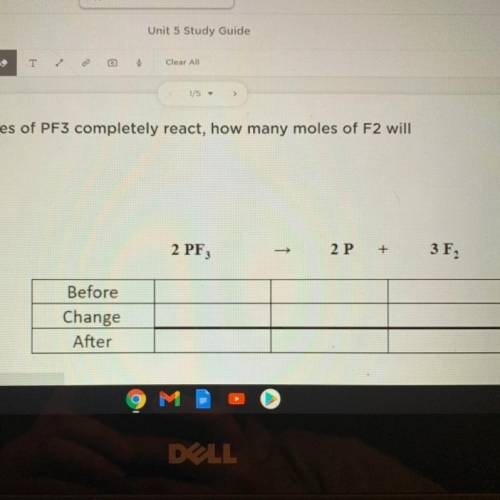 If 4.5 moles of PF3 completely react, how many moles of F2 will form?