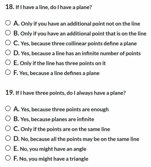 Two geometry questions in the attached photos - If I have a line, do I have a plane? & If I hav