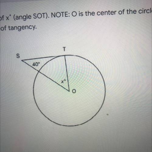 O is the centre of the circle in point G is a point of tangency determine the value of a if necessa