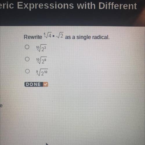 Rewrite 5 sqrt 4 • sqrt 2 as a single radical