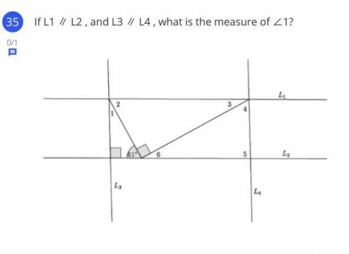 If L1 ∥ L2 , and L3 ∥ L4 , what is the measure of ∠1? Please help me