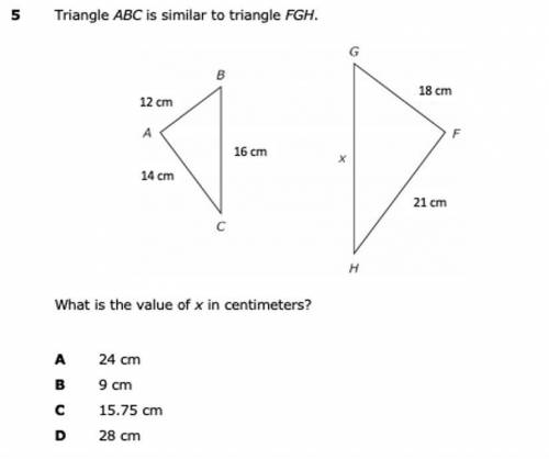 Triangle abc is similar to triangle fgh solve for x