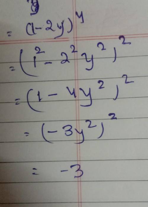 2. Find the coefficient of y^2 in the expression (1-2y)^4