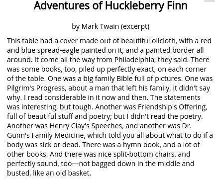 Select all the correct answers.

Based on this excerpt from Mark Twain’s Adventures of Huckleberry