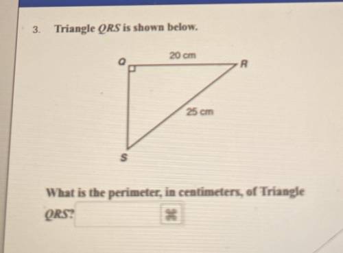 What is the perimeter,in centimeters of triangle QRS?