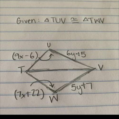 Find the value of x and the measure of angle TUV
30 POINTS